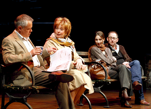 Matthew Arkin, Jenny O'Hara, Marin Hinkle and Arye Gross in Richard Greenberg's 'Our Mother's Brief Affair' at South Coast Repertory. Photo by Henry DiRocco