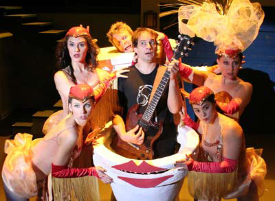 Jason Paige and 'the Muffin Chorus' in 'Joe's Garage' at Open Fist Theatre