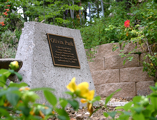Olivia Park entry monument