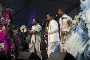 Above, Harrison (center), plays himself between Clarke Peters' Albert Lambreaux and Rob Brown's Delmond Lambreau, father and son characters both based on Harrison. Paul Schiraldi/HBO