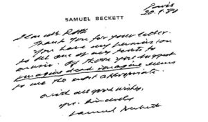 The note from Samuel Beckett to Michael Roth