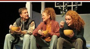 Matthew Reidy, DeeDee Rescher, and Joanna Strapp in The Pursuit of Happiness at the Laguna Playhouse