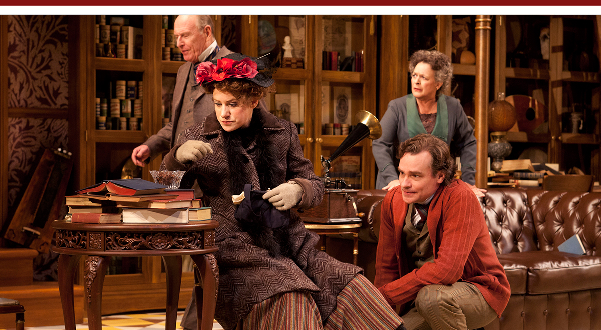 Paxton Whitehead, Charlotte Parry, Robert Sean Leonard, and Deborah Taylor in Pygmalion at the Old Globe, photo by Henry DiRocco