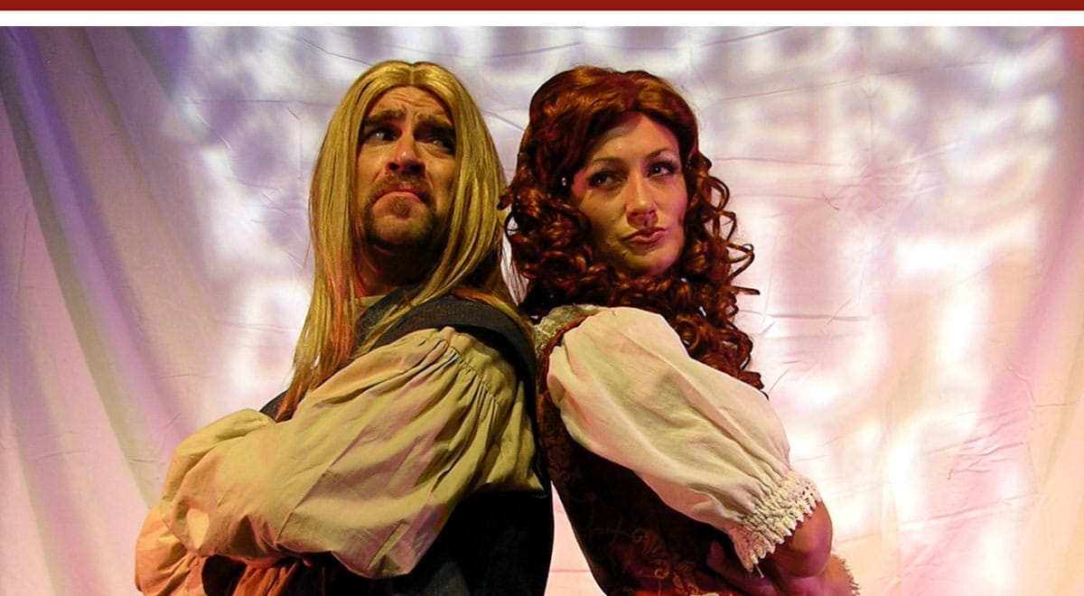 Eric Anderson and Jen Seifert in Troubador Theatre Company's 'Much ADoobie Brothers About Nothing'